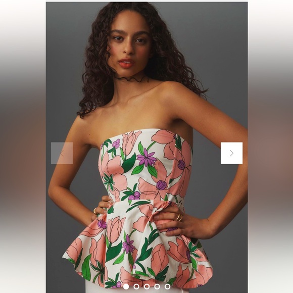 Anthropologie NWT Banjanan Della Strapless Peplum Top size L. - Picture 2 of 6